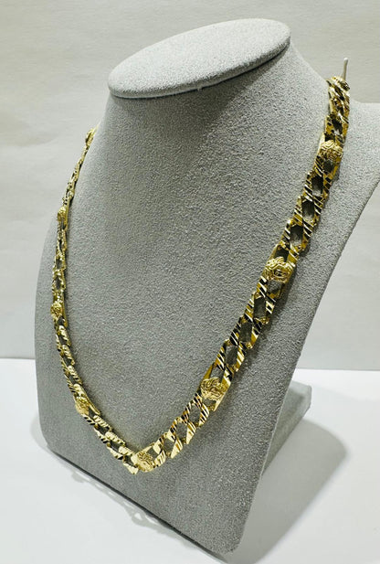 10K GOLD CUBAN VERSACE CURB LINK CHAIN- WEIGHT:  30.0gm    22"    6.99mm