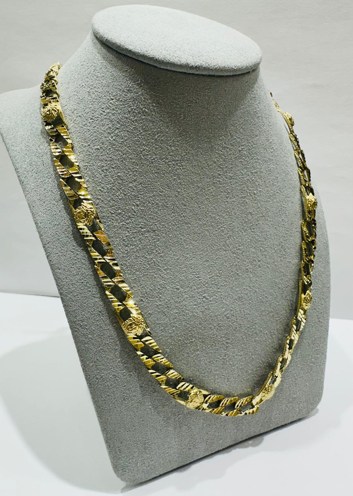 10K GOLD CUBAN VERSACE CURB LINK CHAIN- WEIGHT:  30.0gm    22"    6.99mm