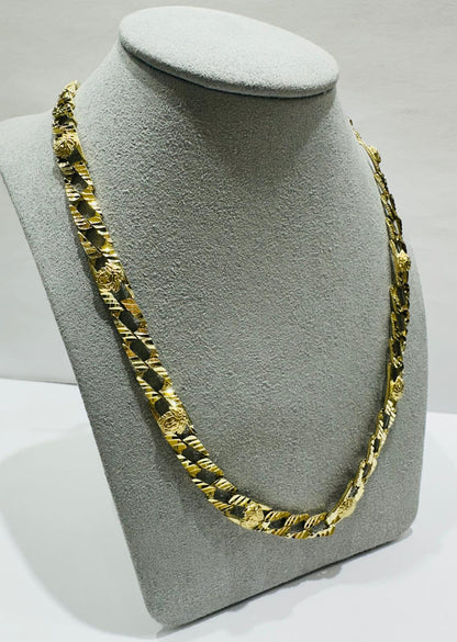 10K GOLD CUBAN VERSACE CURB LINK CHAIN- WEIGHT:  30.0gm    22"    6.99mm