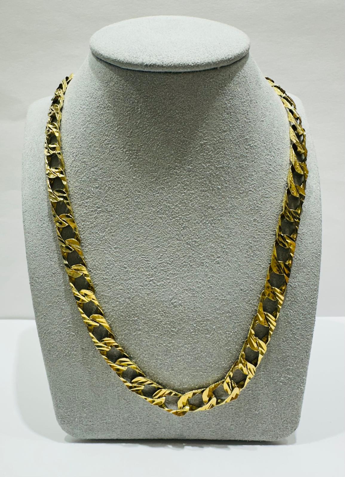 10K GOLD CUBAN CURB LINK CHAIN- WEIGHT:  34.7gm    24"    7.44mm
