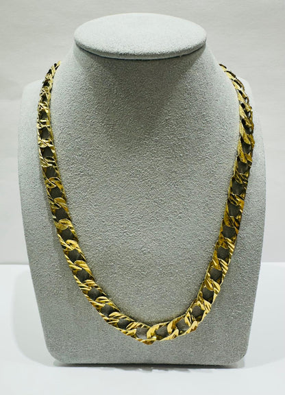 10K GOLD CUBAN CURB LINK CHAIN- WEIGHT:  34.7gm    24"    7.44mm