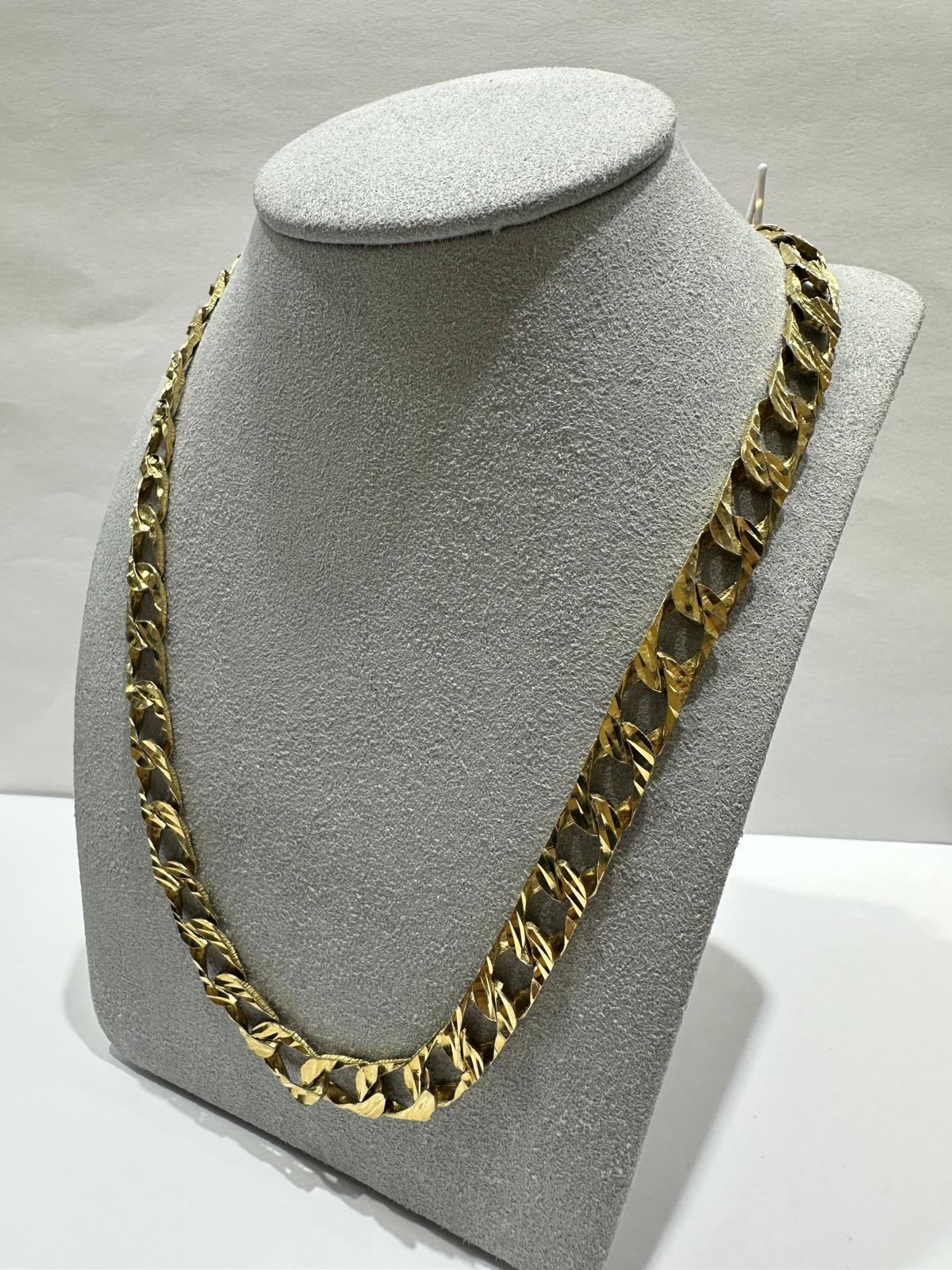 10K GOLD CUBAN CURB LINK CHAIN- WEIGHT:  34.7gm    24"    7.44mm