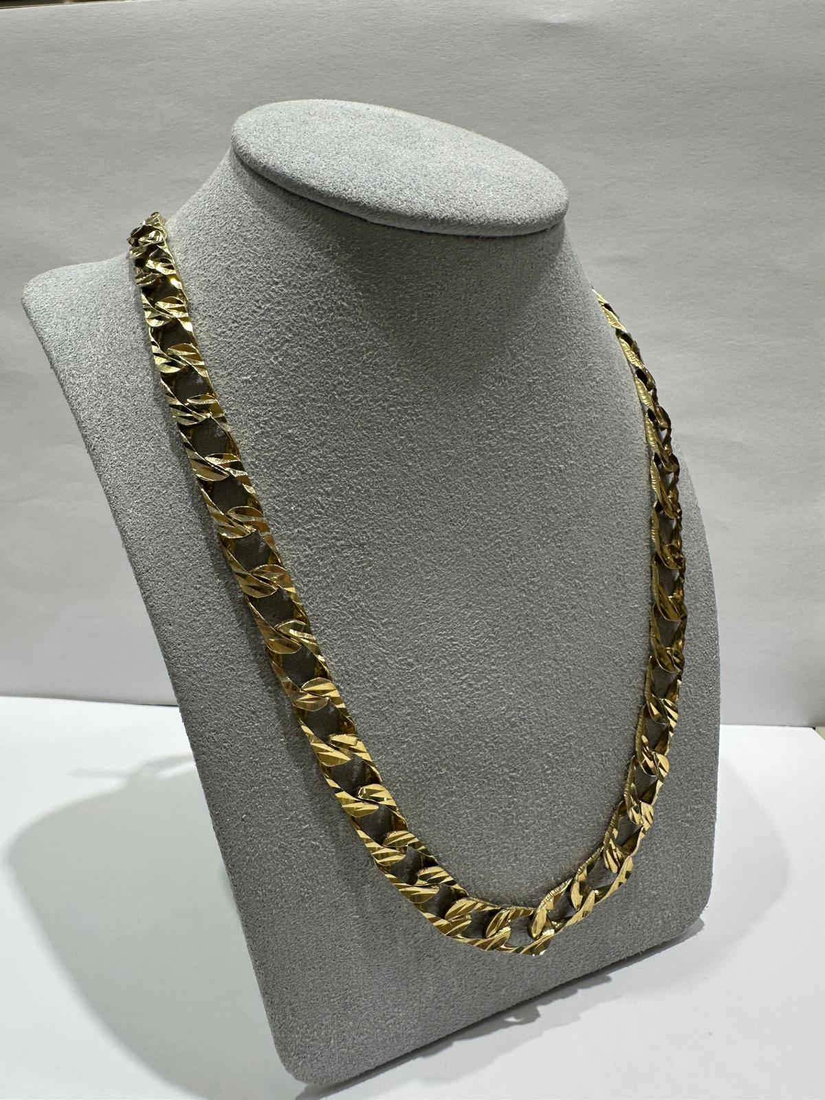 10K GOLD CUBAN CURB LINK CHAIN- WEIGHT:  34.7gm    24"    7.44mm