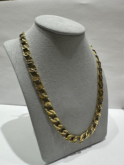 10K GOLD CUBAN CURB LINK CHAIN- WEIGHT:  34.7gm    24"    7.44mm
