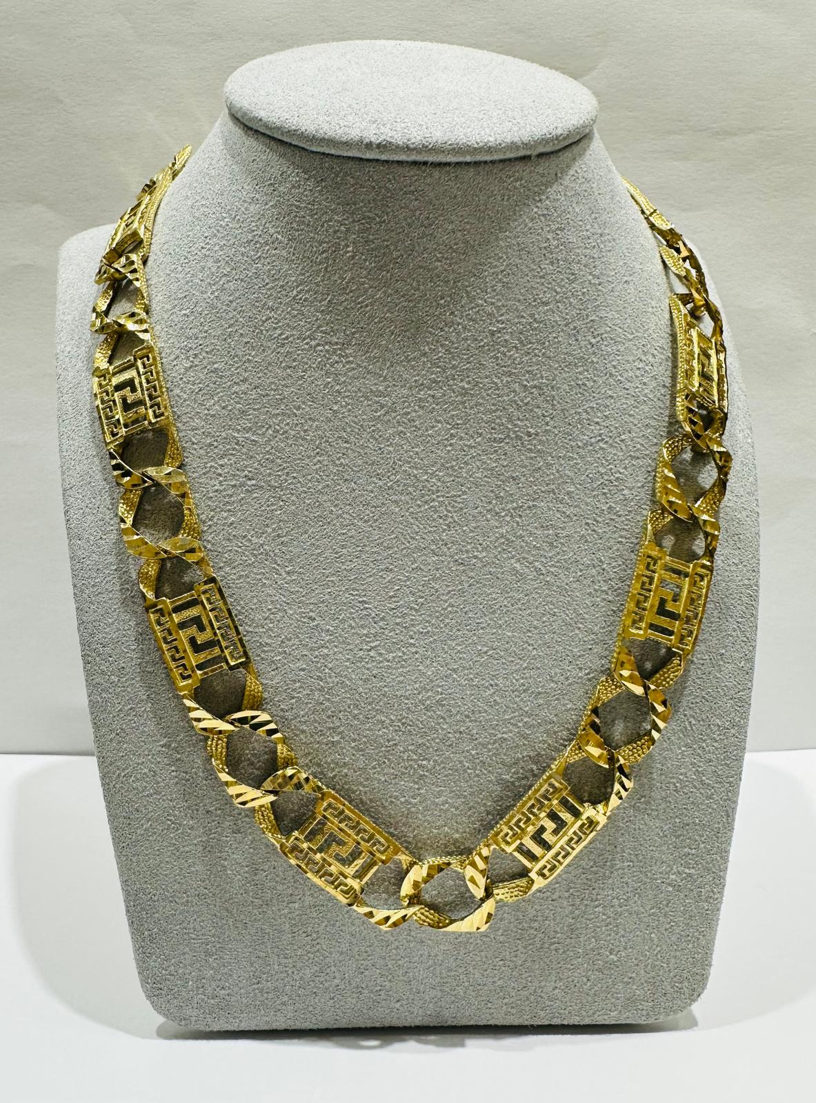 10K GOLD VERSACE LINK CHAIN- WEIGHT:  51.8gm    24"    11.85mm