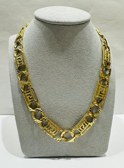 10K GOLD VERSACE LINK CHAIN- WEIGHT:  51.8gm    24"    11.85mm