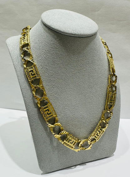 10K GOLD VERSACE LINK CHAIN- WEIGHT:  51.8gm    24"    11.85mm