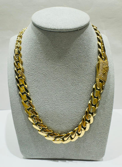 10K GOLD MONACO CUBAN LINK CHAIN- WEIGHT:  36.6gm    24"    10.60mm