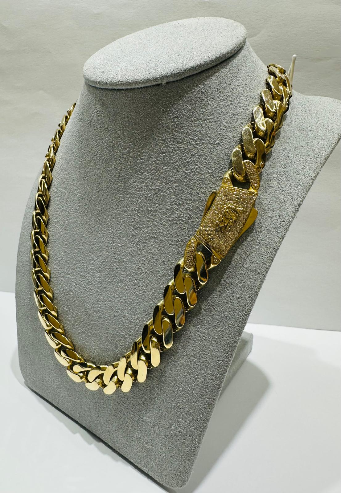10K GOLD MONACO CUBAN LINK CHAIN- WEIGHT:  36.6gm    24"    10.60mm