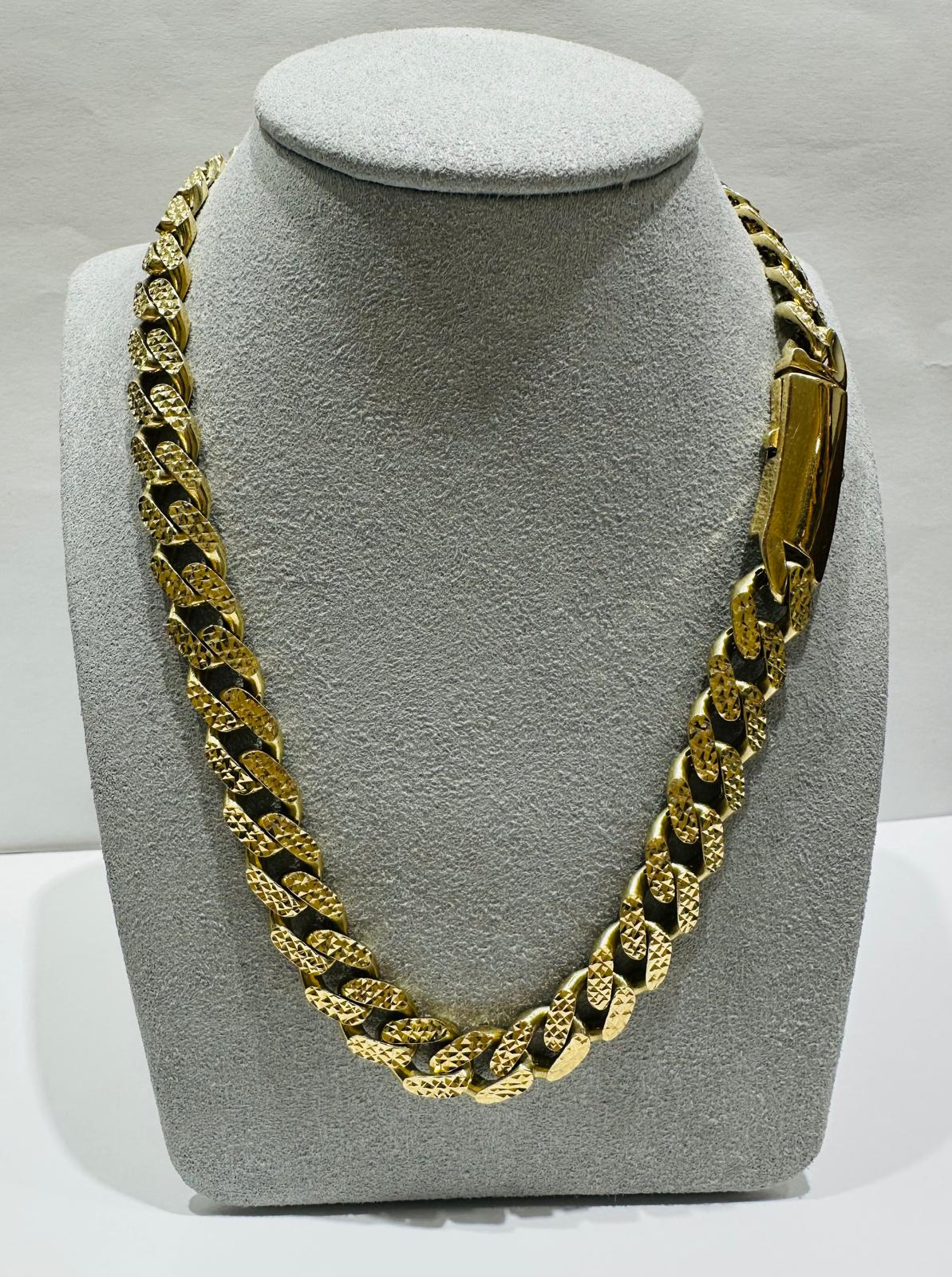 10K GOLD MONACO DIAMOND CUT CUBAN LINK CHAIN- WEIGHT:  43gm    26"    9.95mm