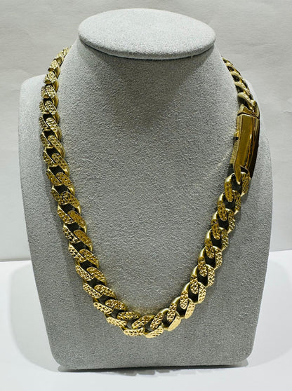 10K GOLD MONACO DIAMOND CUT CUBAN LINK CHAIN- WEIGHT:  43gm    26"    9.95mm