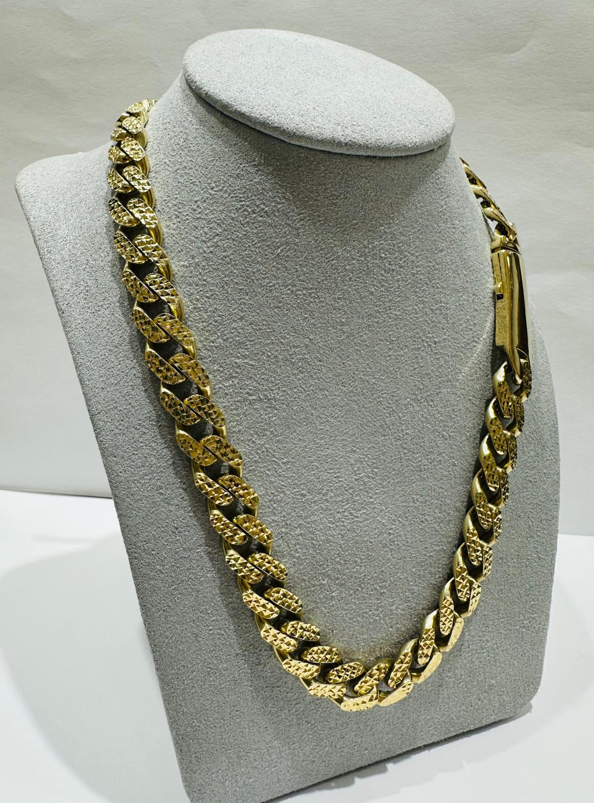10K GOLD MONACO DIAMOND CUT CUBAN LINK CHAIN- WEIGHT:  43gm    26"    9.95mm