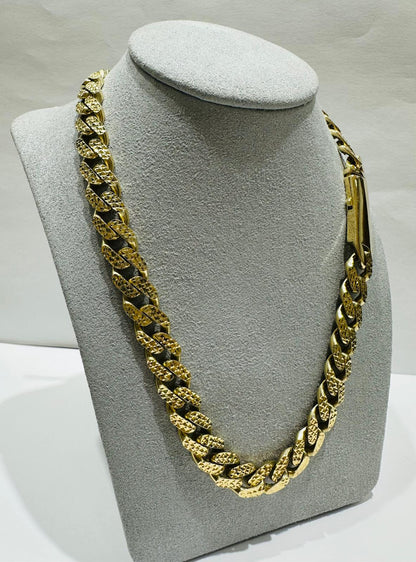10K GOLD MONACO DIAMOND CUT CUBAN LINK CHAIN- WEIGHT:  43gm    26"    9.95mm