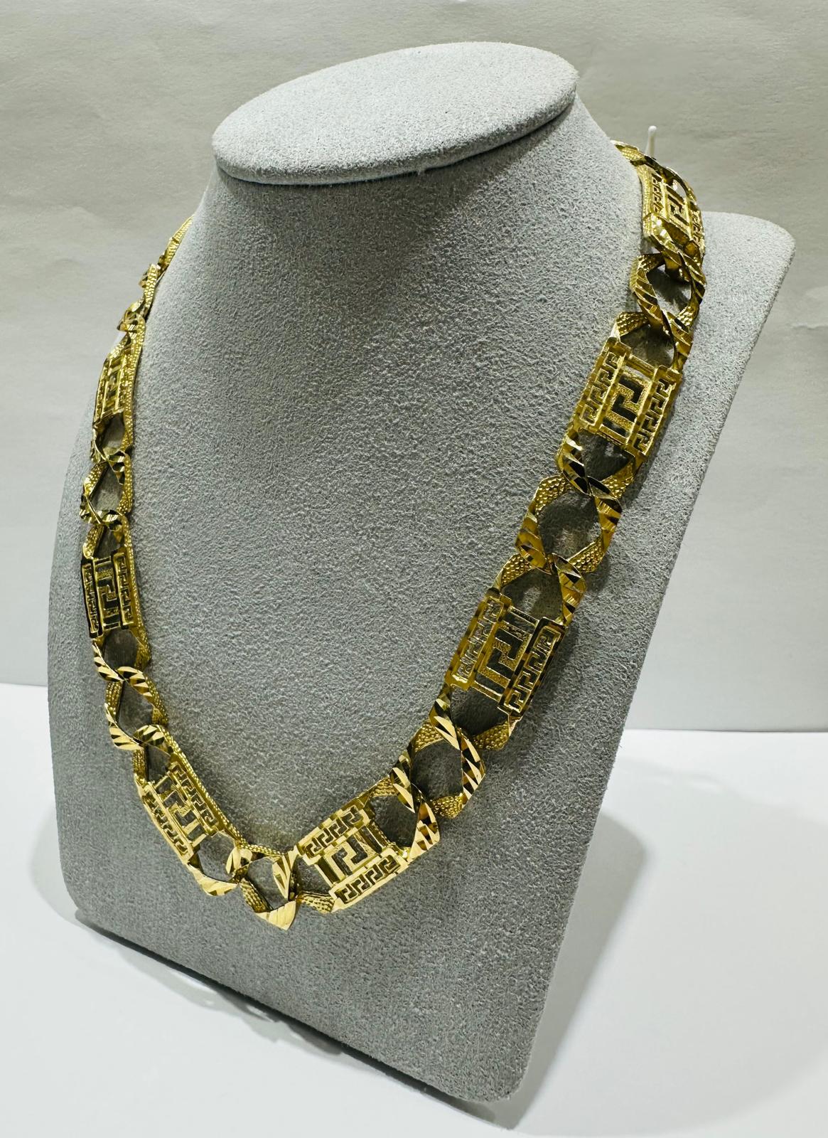 10K GOLD VERSACE LINK CHAIN- WEIGHT:  51.8gm    24"    11.85mm