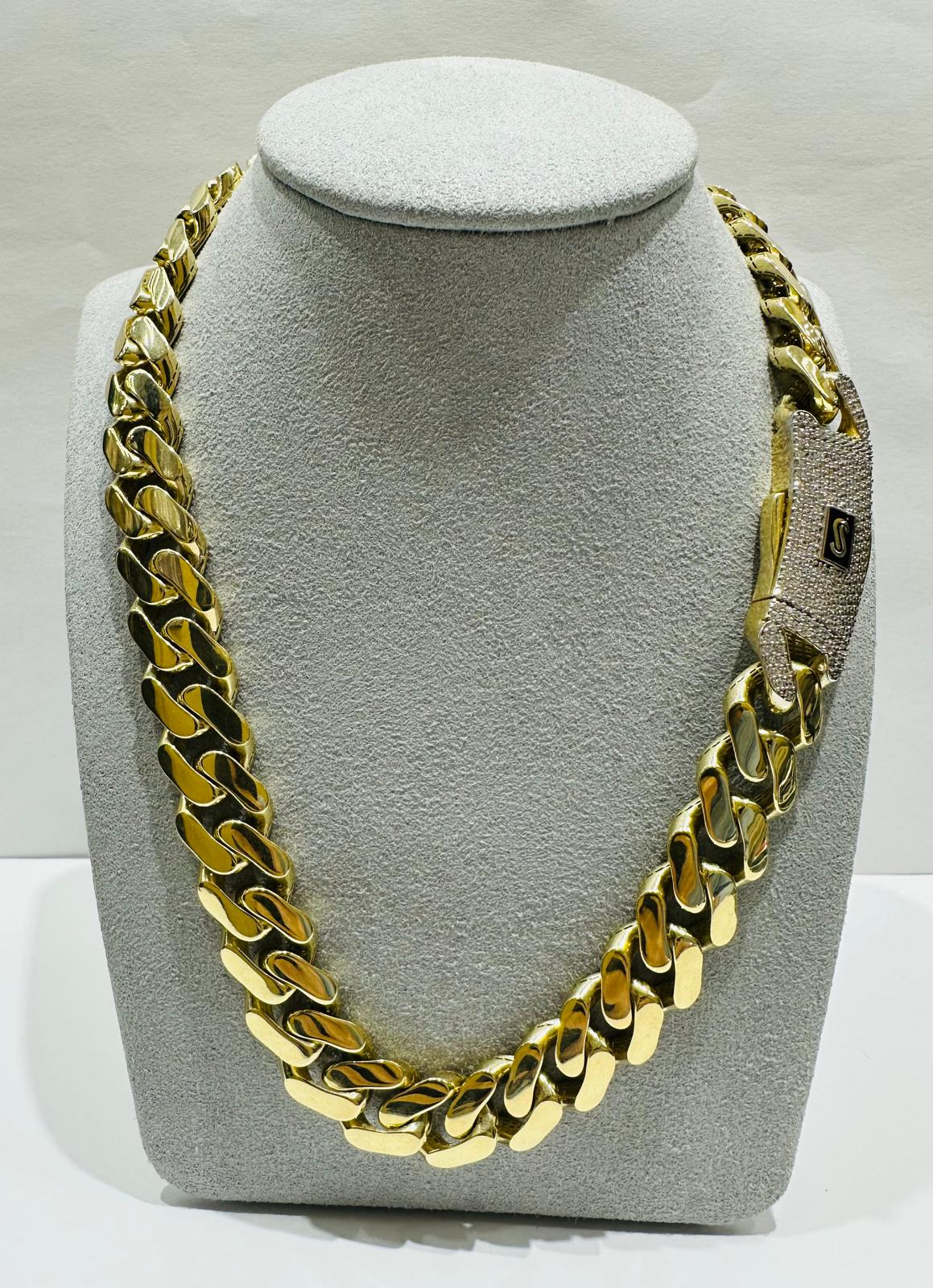 10K GOLD MONACO CUBAN LINK CHAIN- WEIGHT:  45.1gm    22"    12.99mm