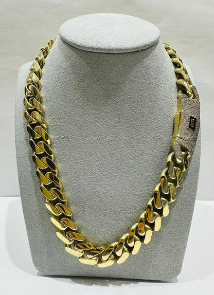 10K GOLD MONACO CUBAN LINK CHAIN- WEIGHT:  45.1gm    22"    12.99mm