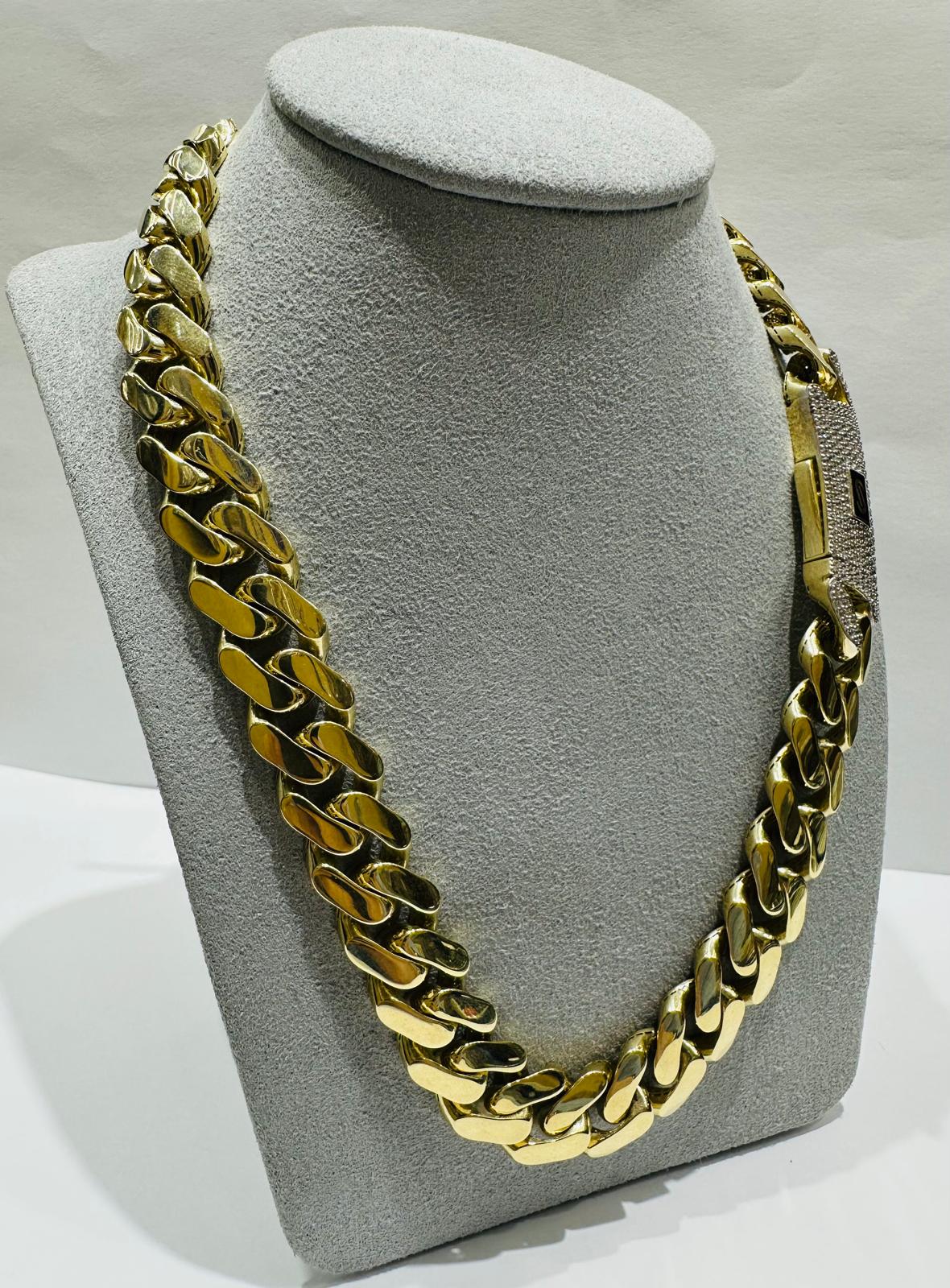 10K GOLD MONACO CUBAN LINK CHAIN- WEIGHT:  45.1gm    22"    12.99mm