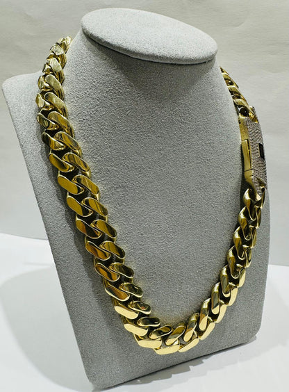 10K GOLD MONACO CUBAN LINK CHAIN- WEIGHT:  45.1gm    22"    12.99mm