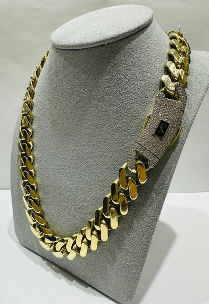 10K GOLD MONACO CUBAN LINK CHAIN- WEIGHT:  45.1gm    22"    12.99mm