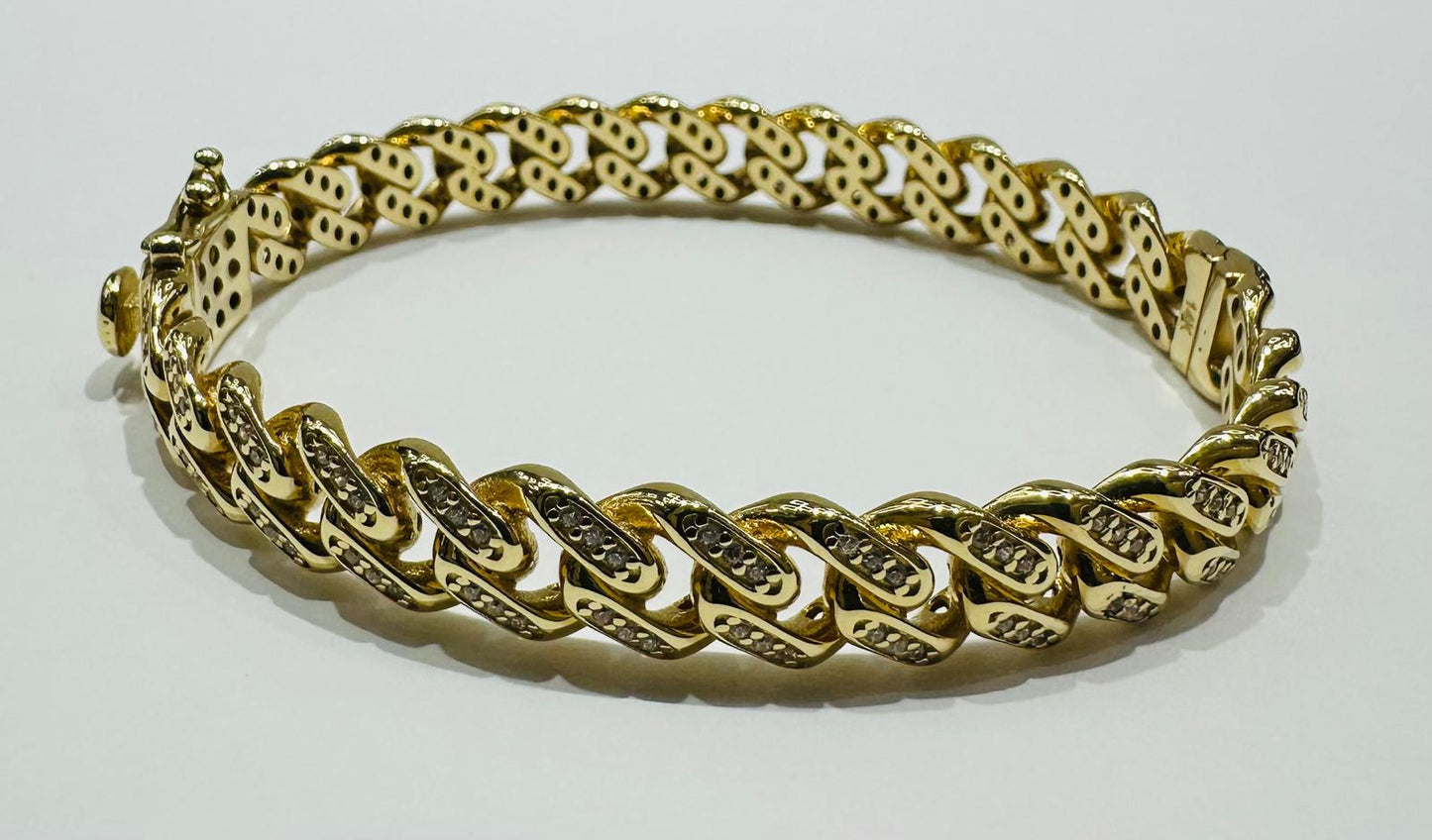 14K GOLD CUBAN LINK BANGLE BRACELET- WEIGHT:  21.3gm