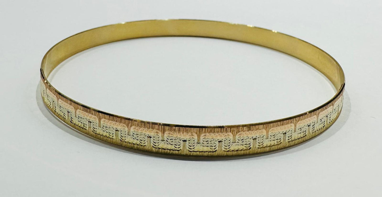 14K GOLD TWO TONED BANGLE BRACELET- WEIGHT:  10.5gm