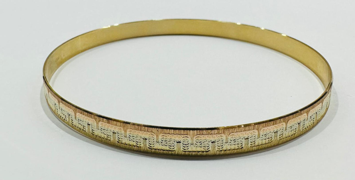 14K GOLD TWO TONED BANGLE BRACELET- WEIGHT:  10.5gm