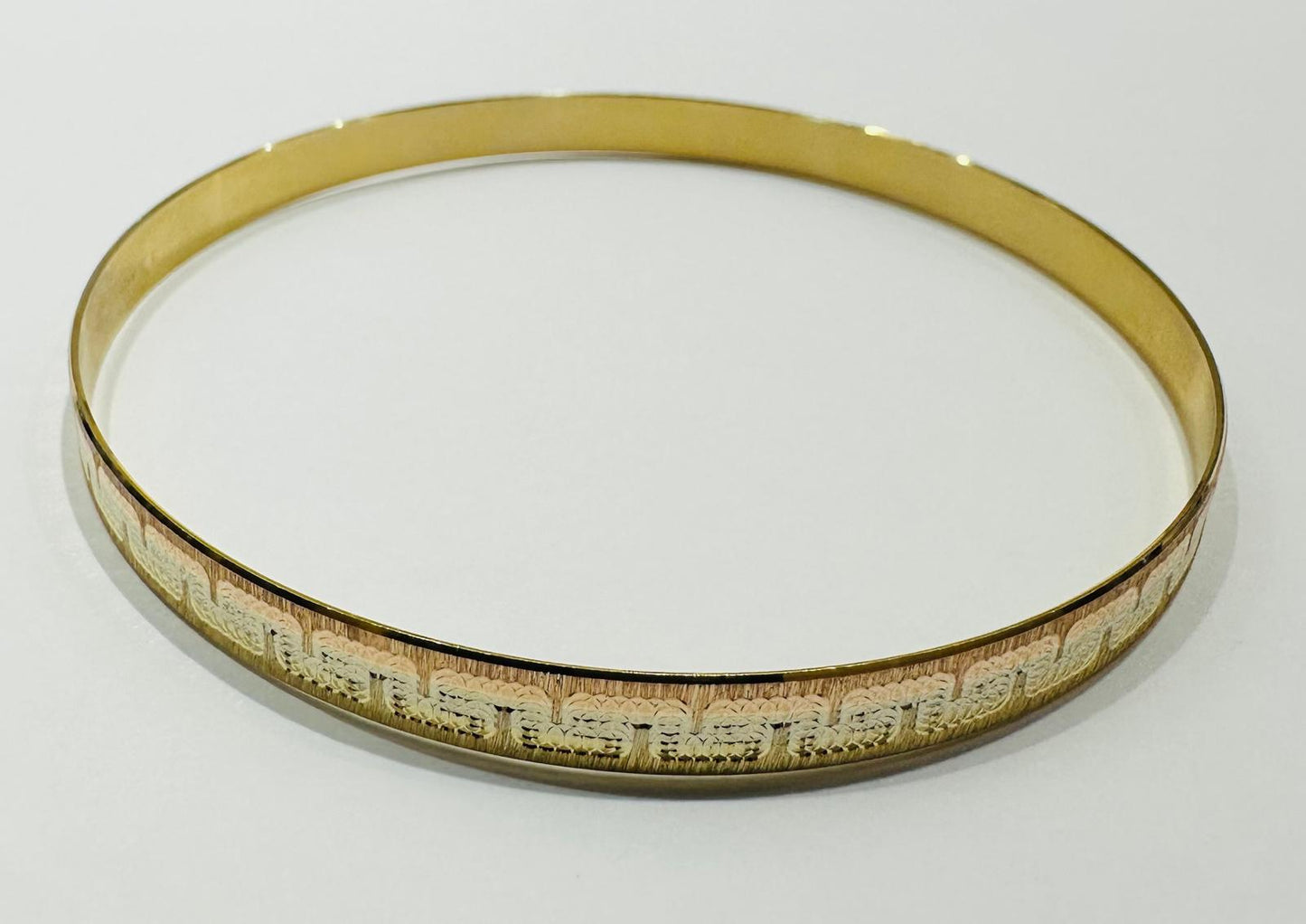 14K GOLD TWO TONED BANGLE BRACELET- WEIGHT:  10.5gm