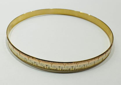14K GOLD TWO TONED BANGLE BRACELET- WEIGHT:  10.5gm