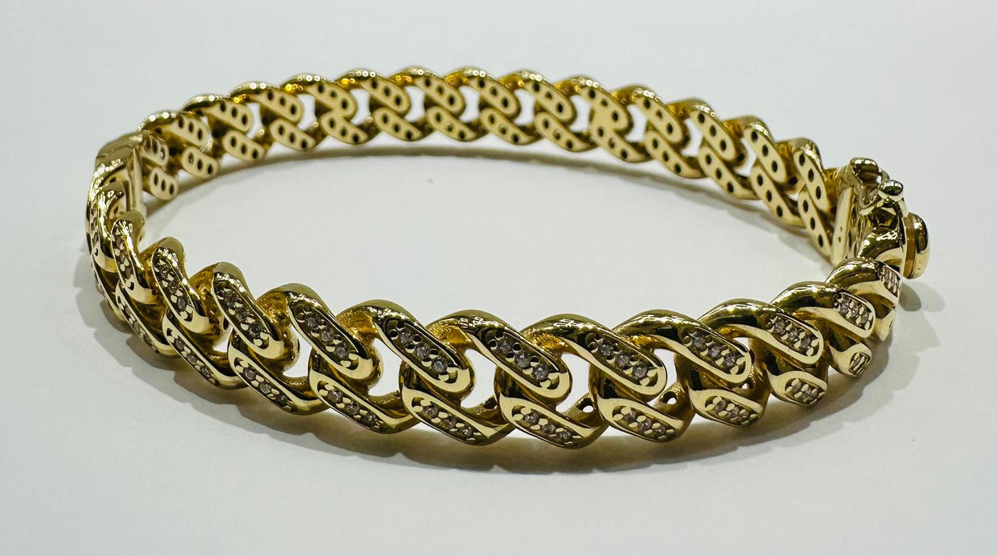 14K GOLD CUBAN LINK BANGLE BRACELET- WEIGHT:  21.3gm