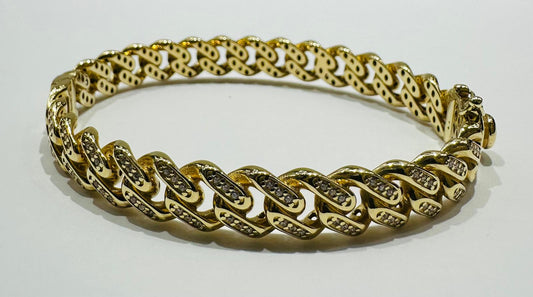 14K GOLD CUBAN LINK BANGLE BRACELET- WEIGHT:  21.3gm