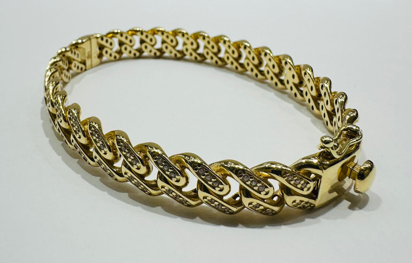 14K GOLD CUBAN LINK BANGLE BRACELET- WEIGHT:  21.3gm