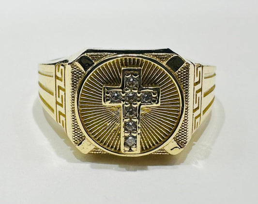 14K GOLD CROSS RING- WEIGHT: 5.6gm