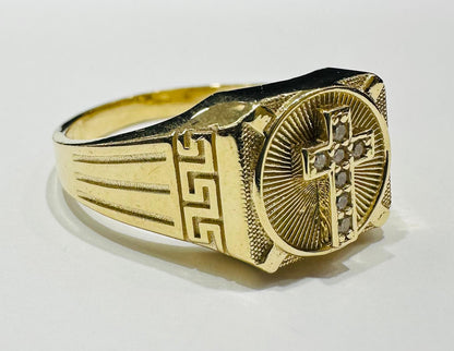 14K GOLD CROSS RING- WEIGHT: 5.6gm