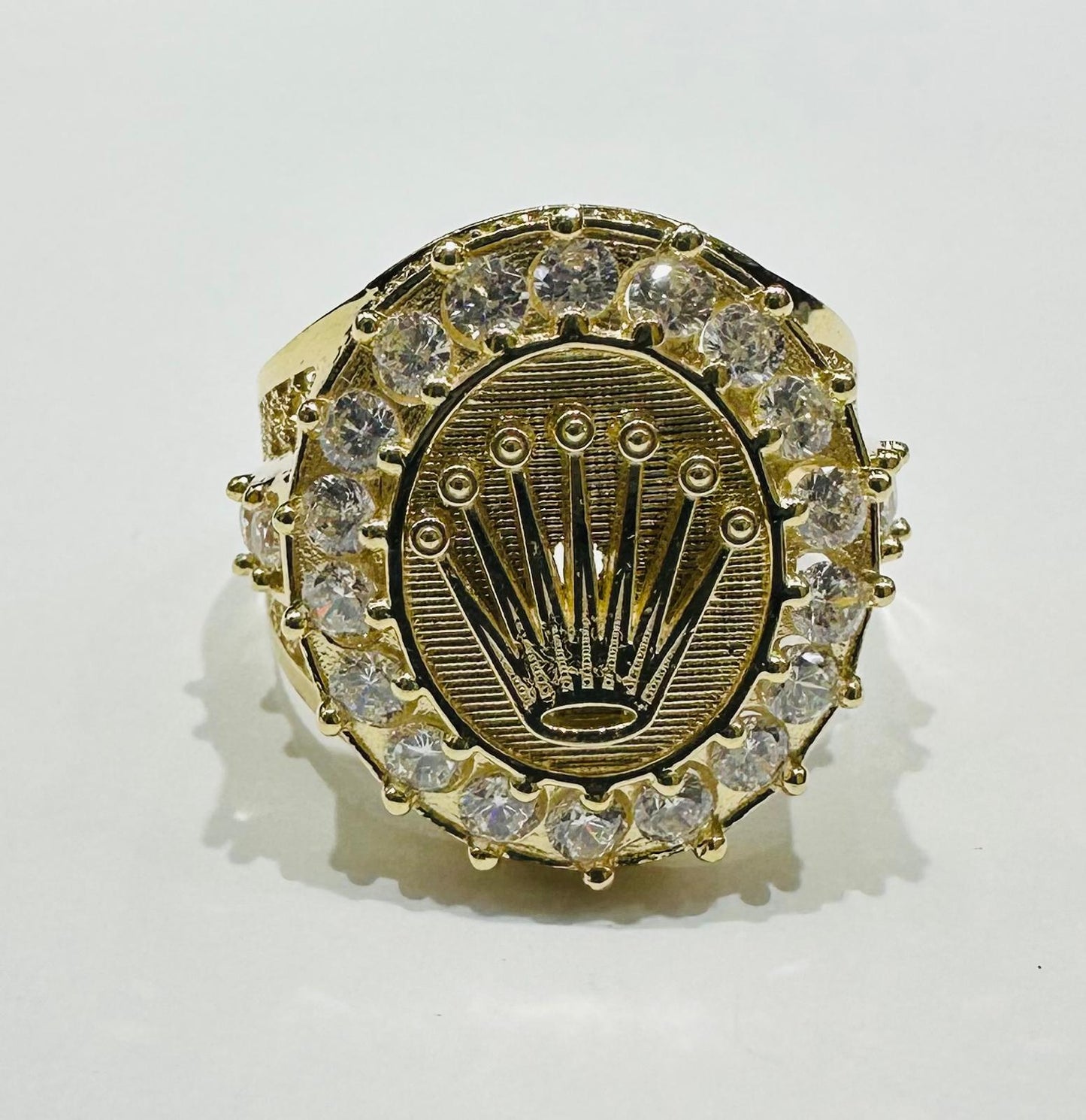 14K GOLD CROWN RING WITH CZ STONES- WEIGHT: 8.0gm