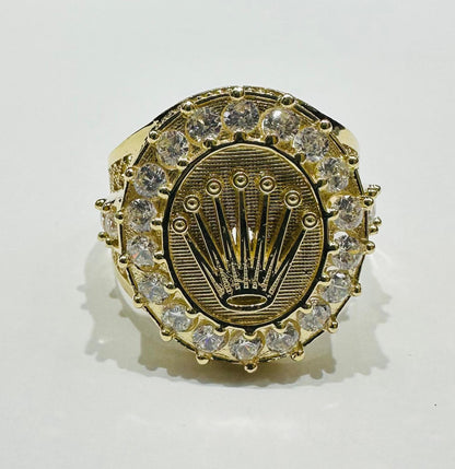 14K GOLD CROWN RING WITH CZ STONES- WEIGHT: 8.0gm
