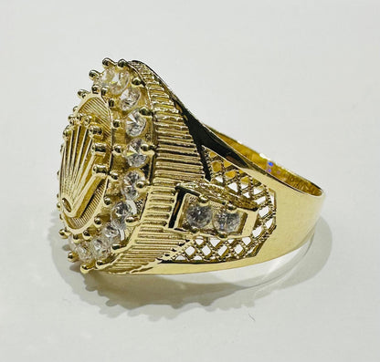 14K GOLD CROWN RING WITH CZ STONES- WEIGHT: 8.0gm