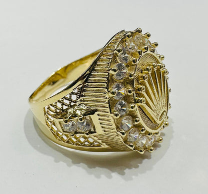 14K GOLD CROWN RING WITH CZ STONES- WEIGHT: 8.0gm