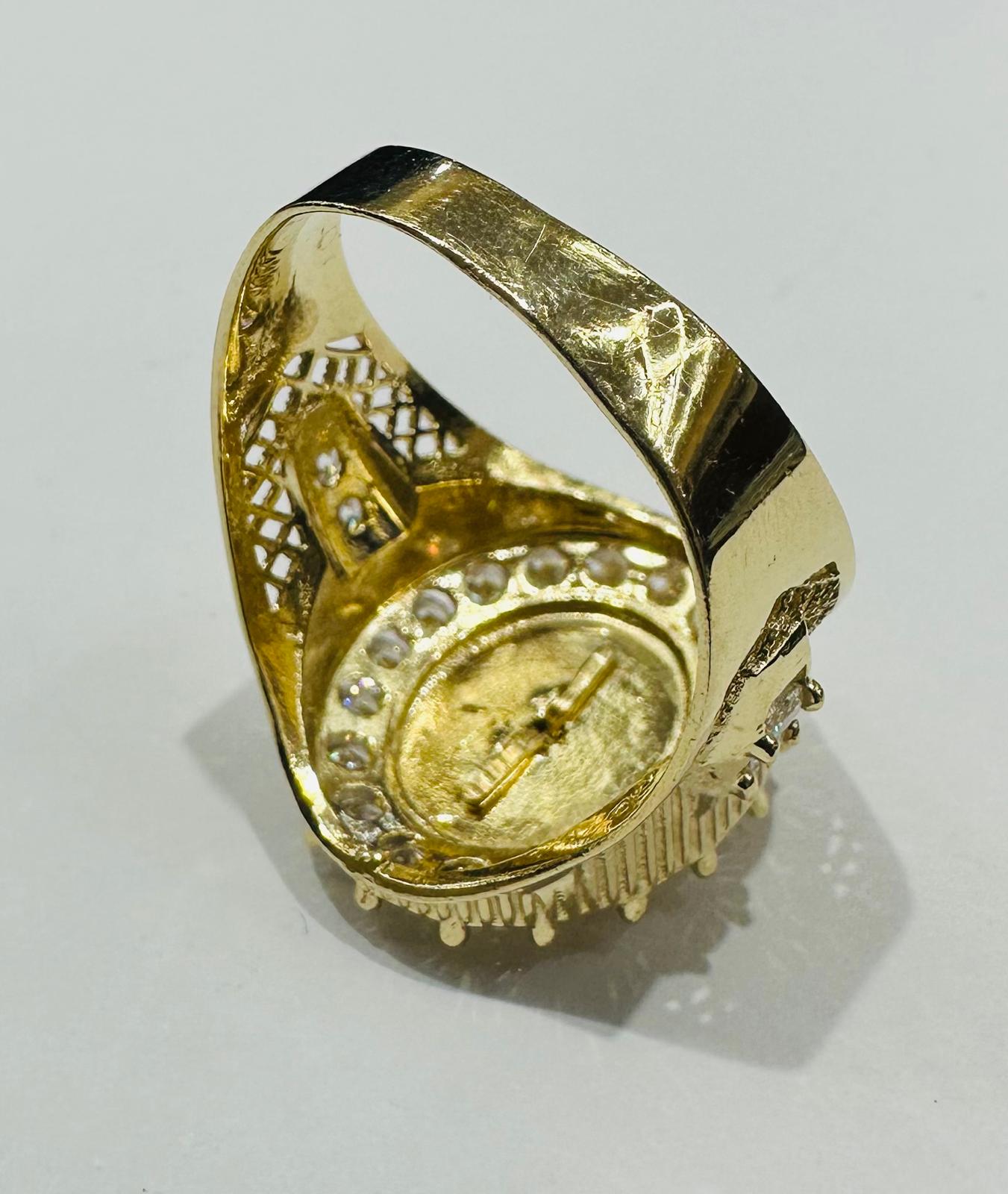 14K GOLD CROWN RING WITH CZ STONES- WEIGHT: 8.0gm