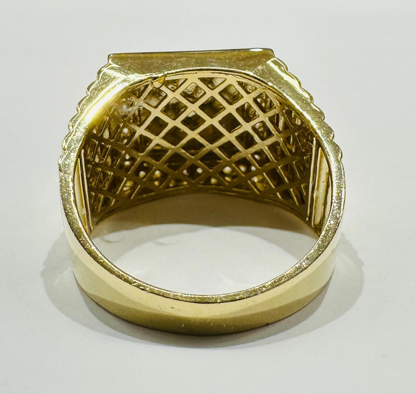 14K GOLD MEDUSA HEAD RING WITH CZ STONES- WEIGHT: 12.1gm