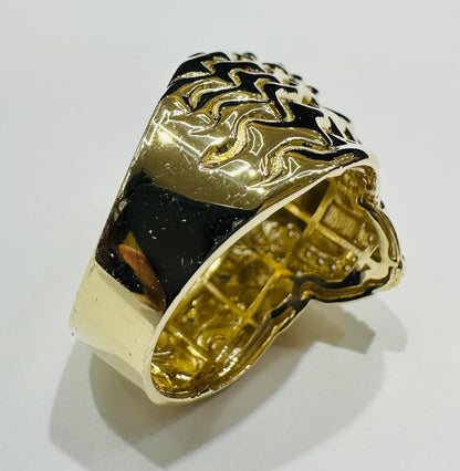 14K GOLD LION RING WITH CZ STONES- WEIGHT: 14.6gm