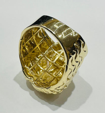 14K GOLD LION RING WITH CZ STONES- WEIGHT: 14.6gm