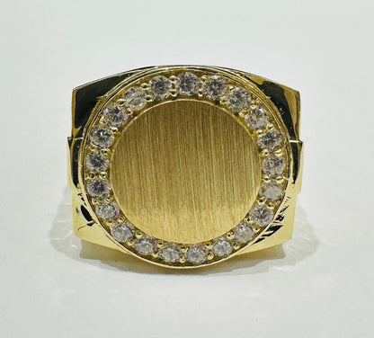 14K GOLD ROUND RING WITH CZ STONES- WEIGHT: 12.9gm
