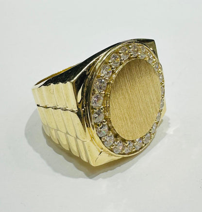 14K GOLD ROUND RING WITH CZ STONES- WEIGHT: 12.9gm