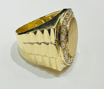 14K GOLD ROUND RING WITH CZ STONES- WEIGHT: 12.9gm