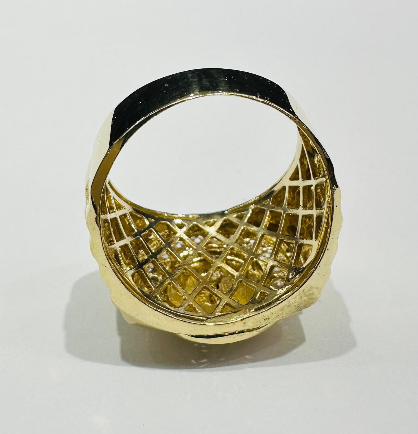 14K GOLD CROWN RING WITH CZ STONES- WEIGHT: 9.6gm