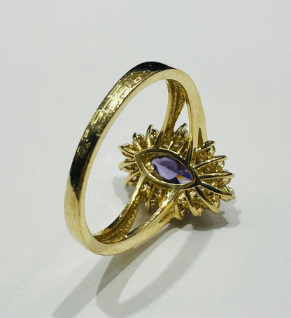 14K GOLD AMETHYST RING - WEIGHT:  3.8gm