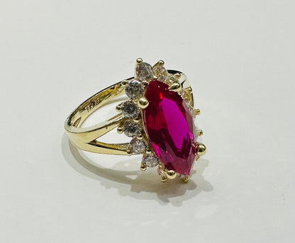 14K GOLD MARQUISE RUBY RING - WEIGHT:  5.0gm