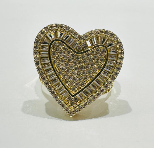 14K GOLD HEART RING - WEIGHT: 8.3gm