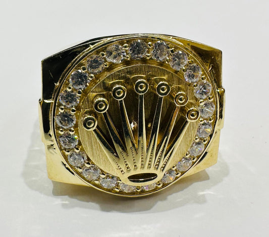 14K GOLD CROWN RING WITH CZ STONES- WEIGHT: 13.4gm