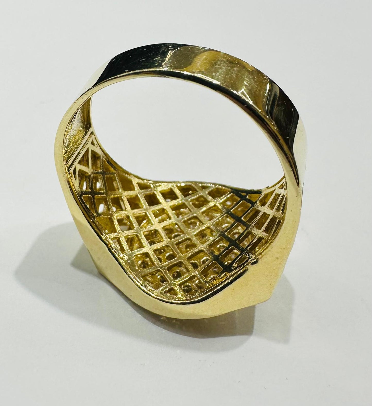 14K GOLD MEDUSA HEAD RING WITH CZ STONES - WEIGHT: 8.7gm